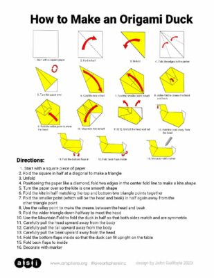 Origami Duck Handout Art Sphere Inc