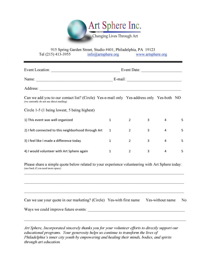 Volunteer Survey Form 2011