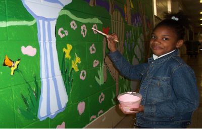 Mural painting at McMichael Elementary