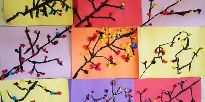 Make a Japanese Cherry Blossom Branch Using Ink and Tissue Paper