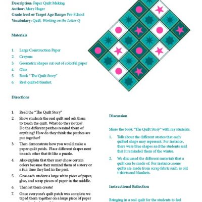 Free Q Is For Quilt Lesson Plan