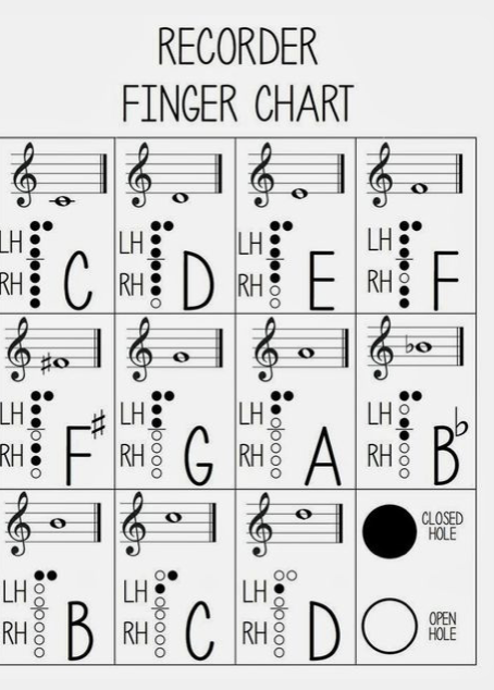 Recorder finger chart