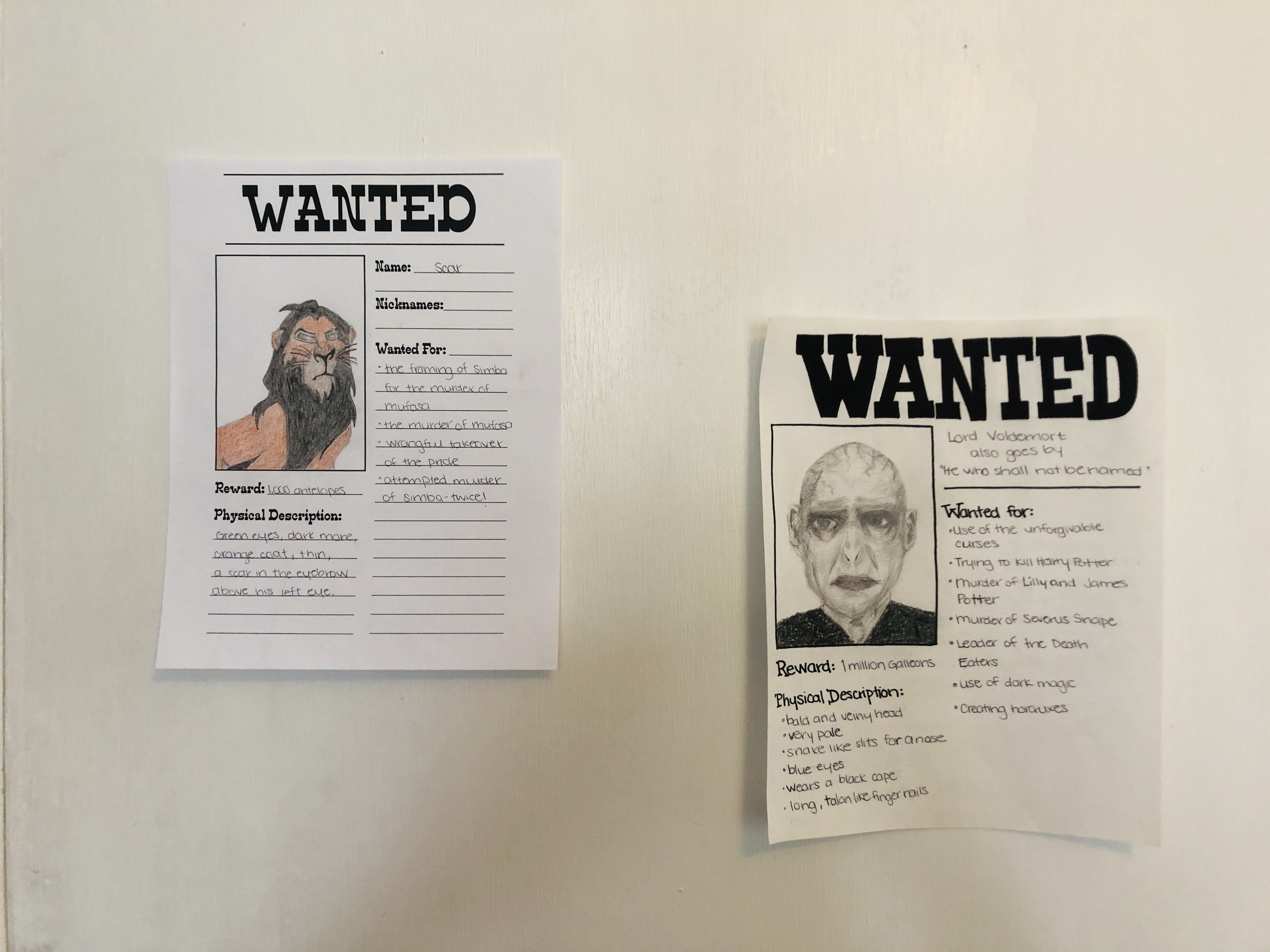 Wanted Posters For Story Villains Handout Art Sphere Inc