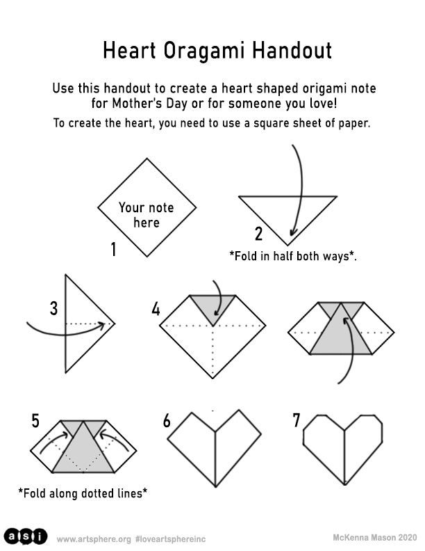 Origami Heart Handouts Art Sphere Inc.