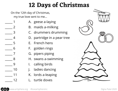 12 Days of Christmas Handout