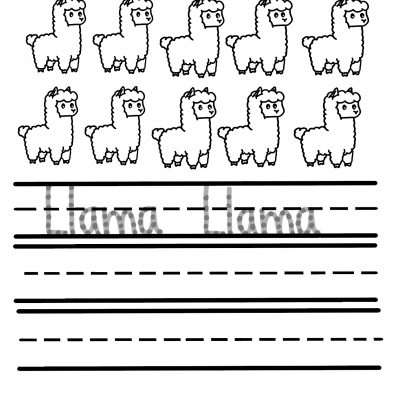 Llama Coloring and Writing Handout