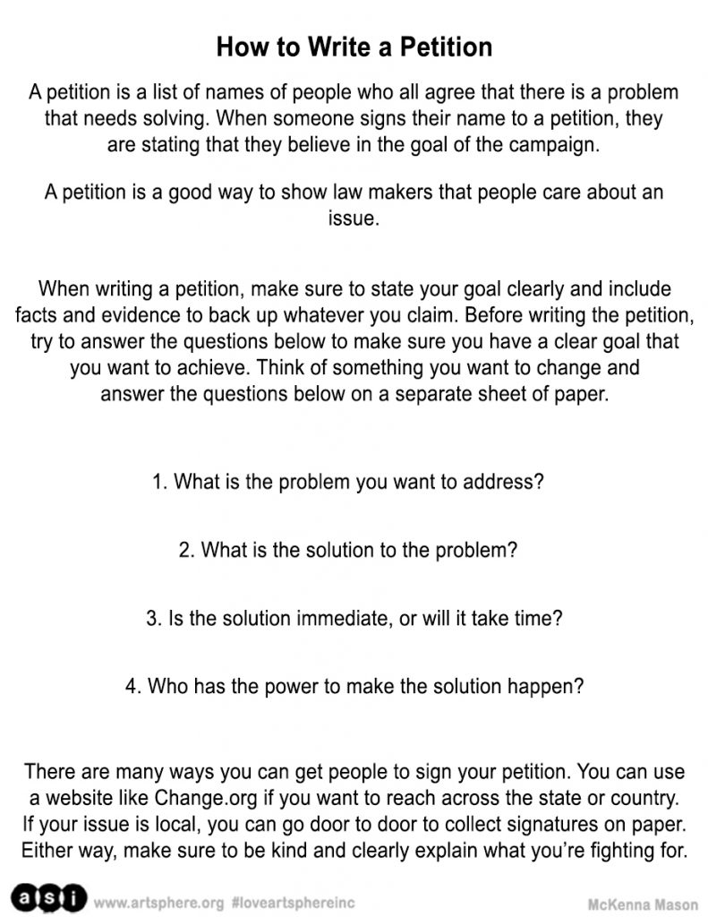 How to Write a Petition | Art Sphere Inc.