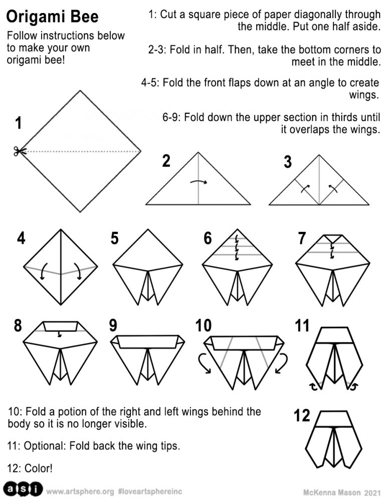 Origami Bee Handout | Art Sphere Inc.