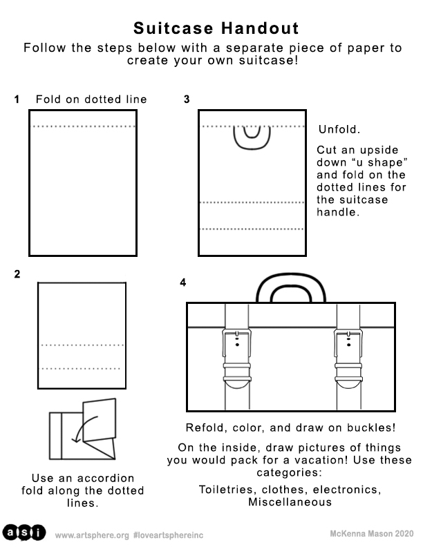 Paper Suitcase Cut and Draw Handout | Art Sphere Inc.
