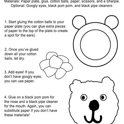 Cotton Ball Polar Bear Craft Handout
