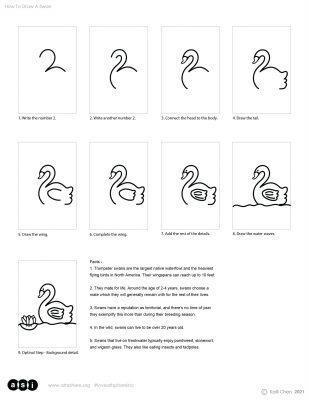 How to draw a cute swan