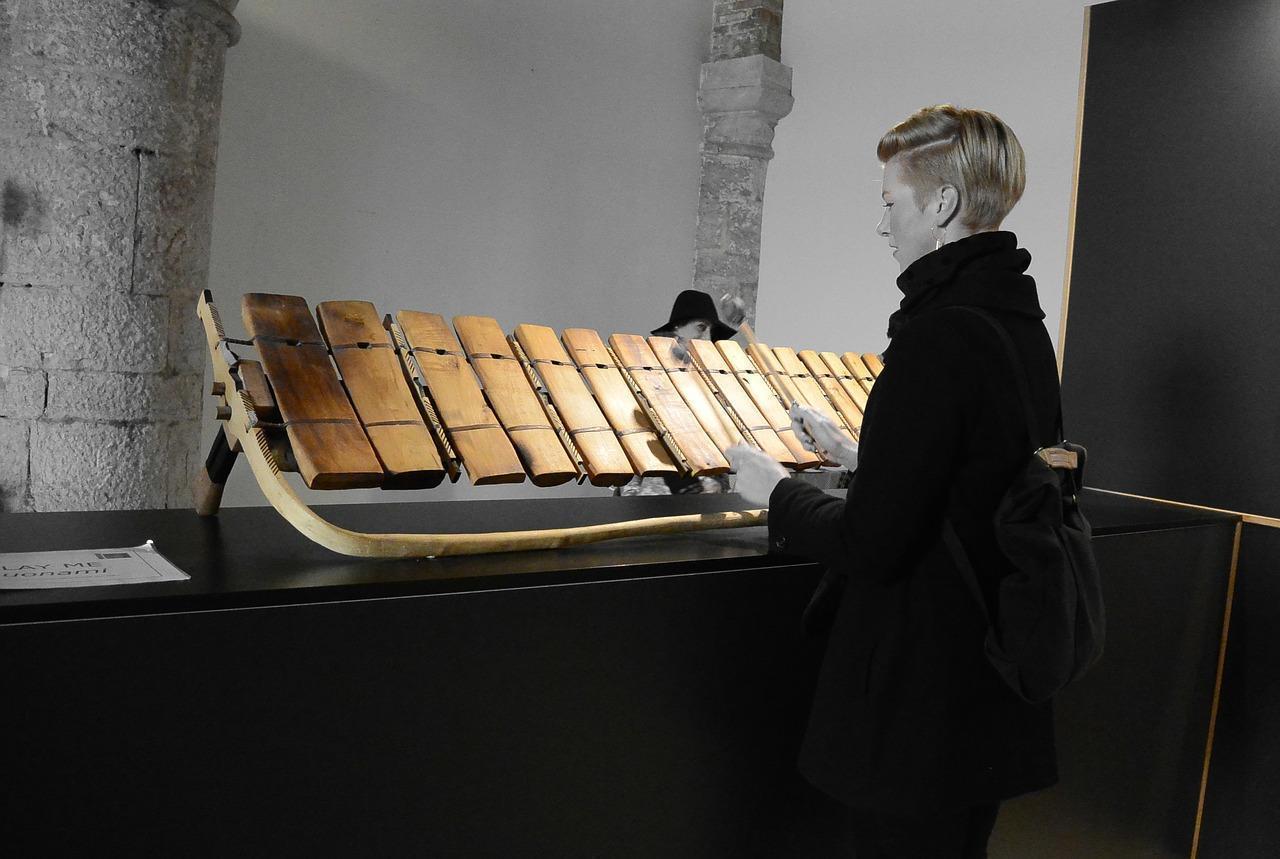 Marimba being played, Black and White