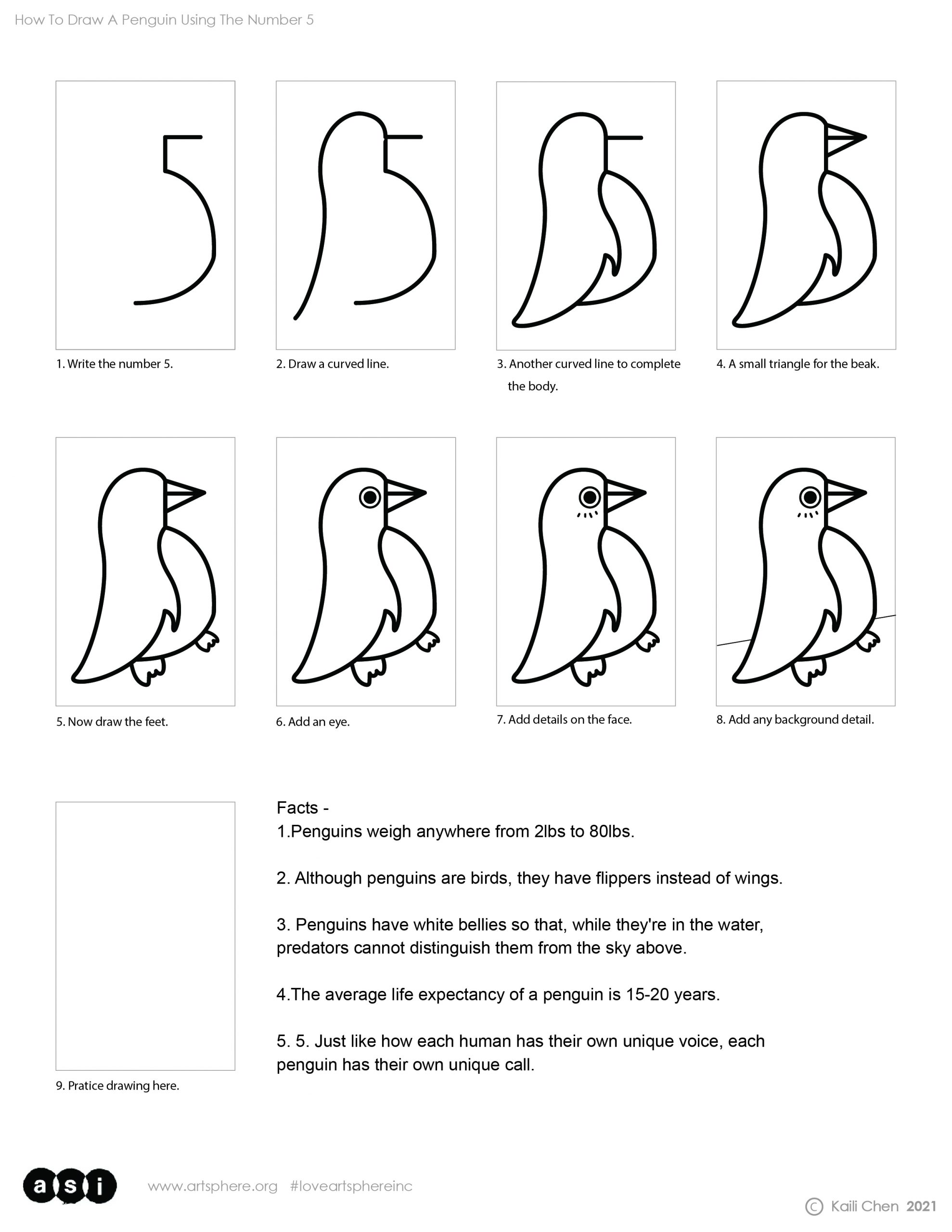 Penguin Drawing Easy Steps Tutorial