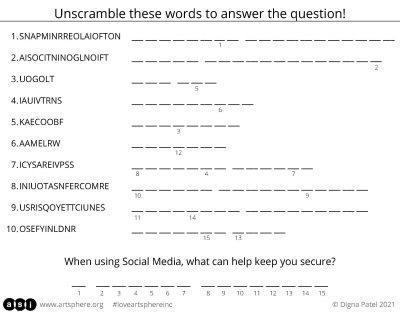 Safely Using Social Media Word Jumble