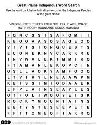 Great Plains Indigenous Word Search