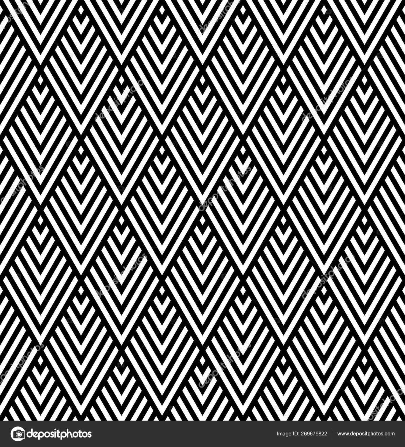 Seamless geometric pattern in style art deco.Black and white.Thick ...