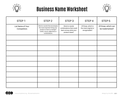 Business Name Worksheet