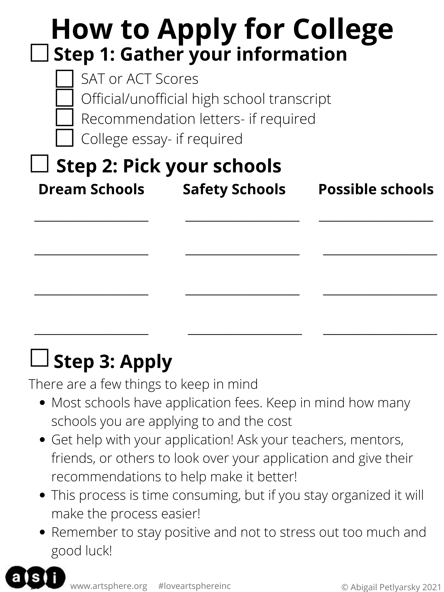 College Application Checklist Art Sphere Inc college-application-checklist-art-sphere-inc