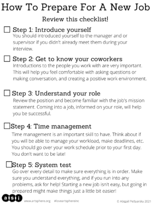 Use this checklist to make sure you are prepared for your new job!