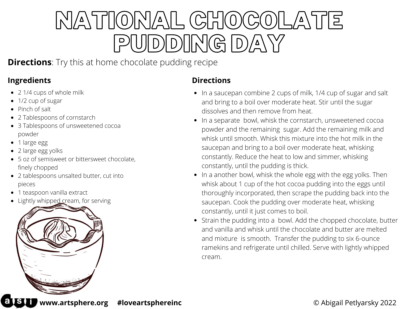 NATIONAL CHOCOLATE PUDDING DAY
