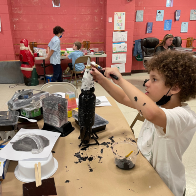 Painting planets, model rockets satellites, and space stations
