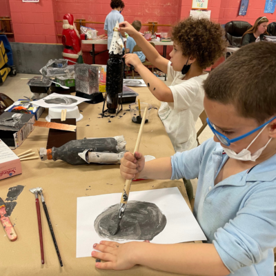 Painting planets, model rockets satellites, and space stations