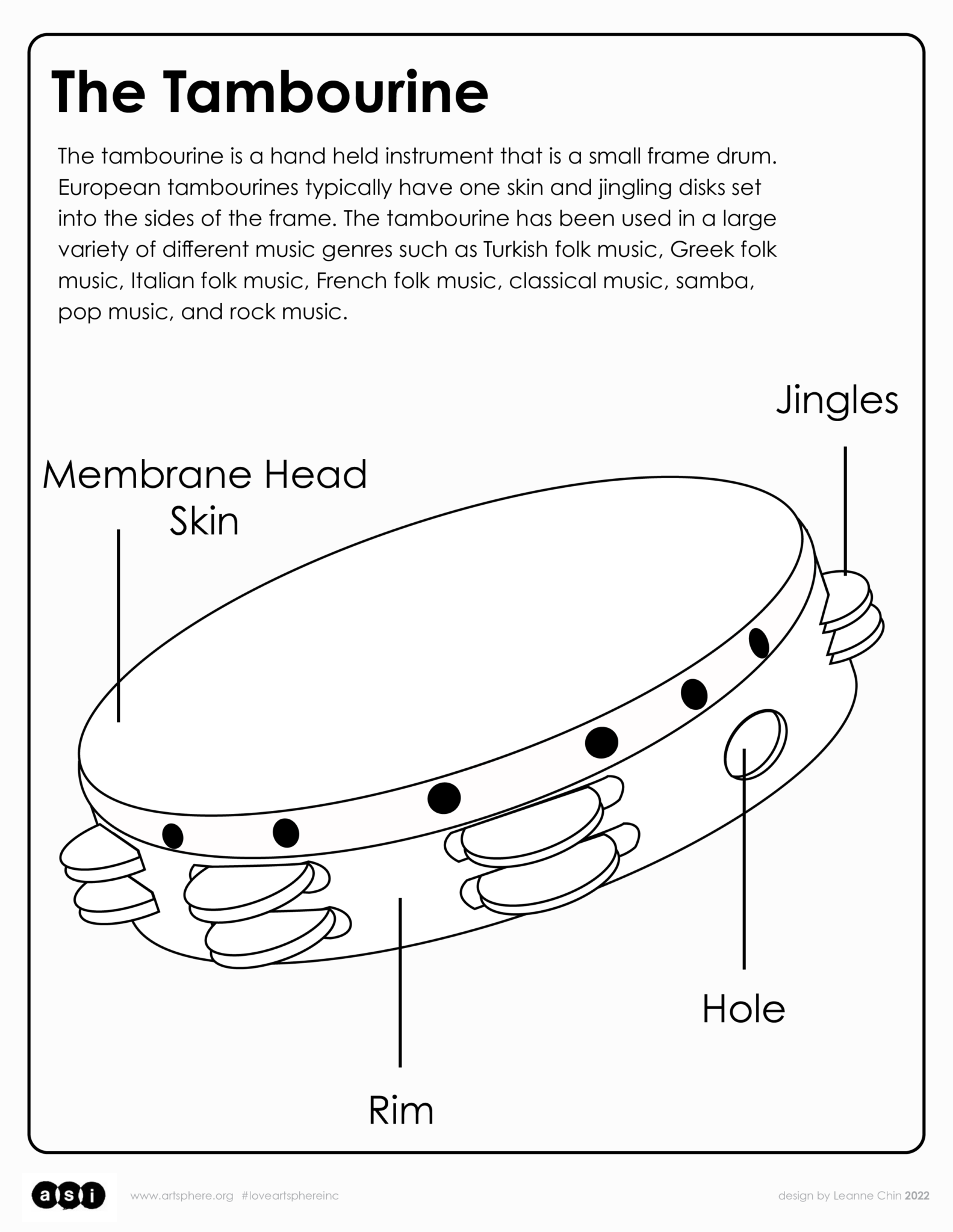 Musical Instrument Handouts Tambourine Art Sphere Inc.