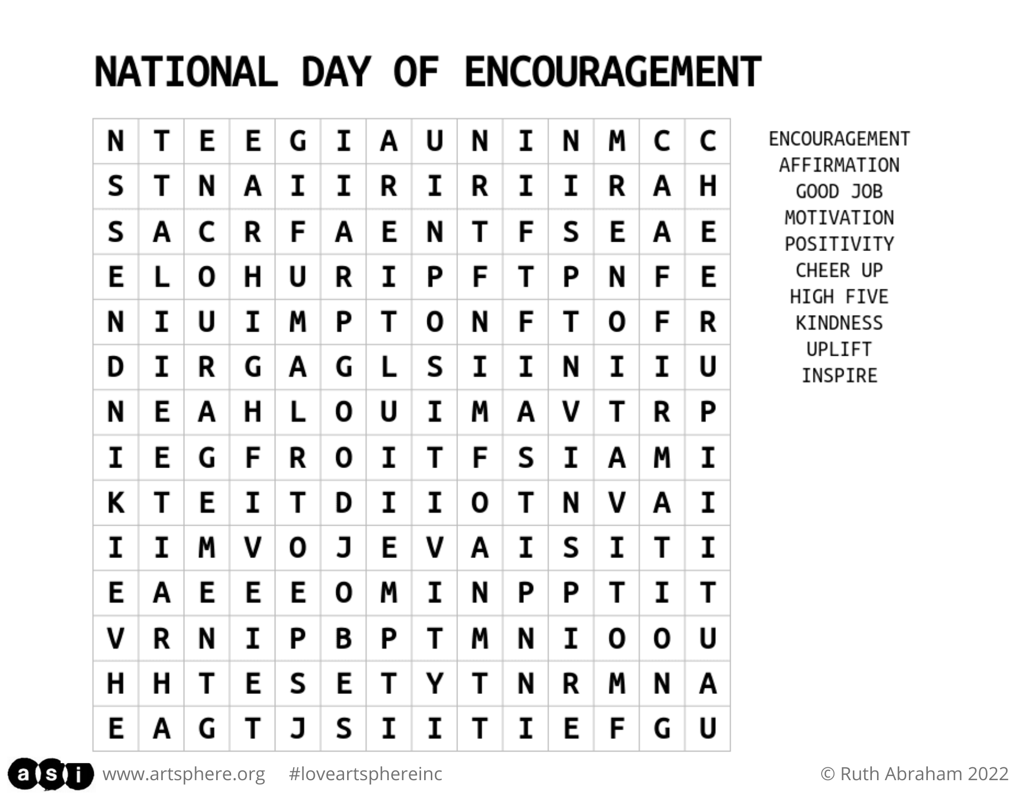 National Day of Encouragement Art Sphere Inc.