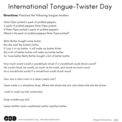 NATIONAL TONGUE TWISTER DAY