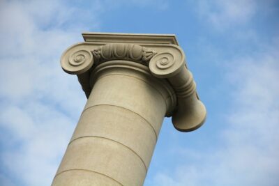 The top of a column with ionic designed top.