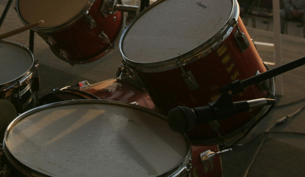 Drum Set along with a mic