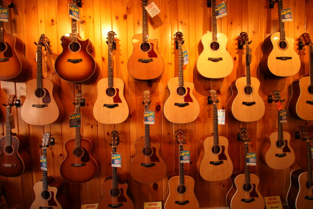 Many Guitars on display