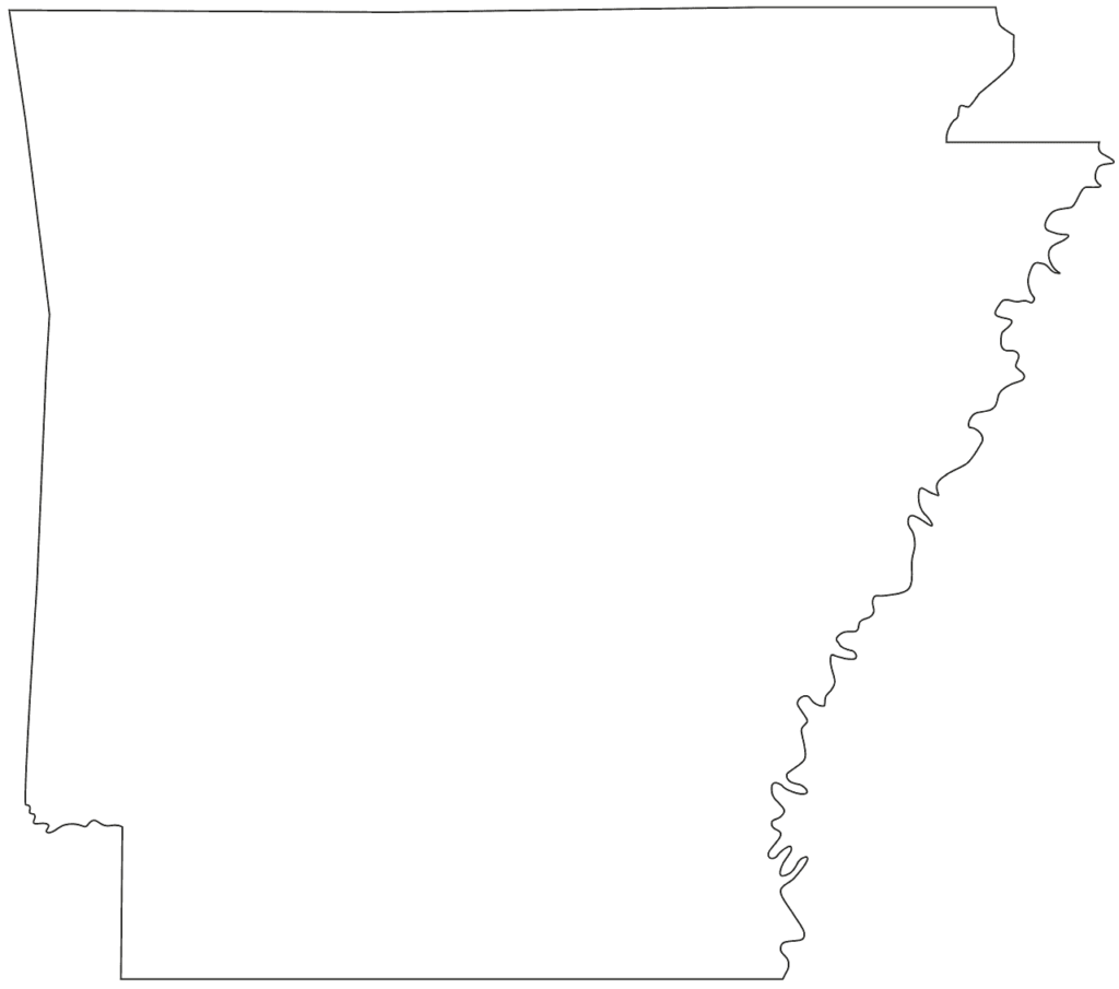 Arkansas state map outline, United States of America