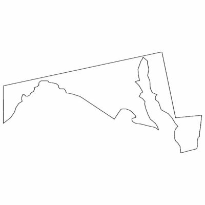 Maryland state map outline, United States of America