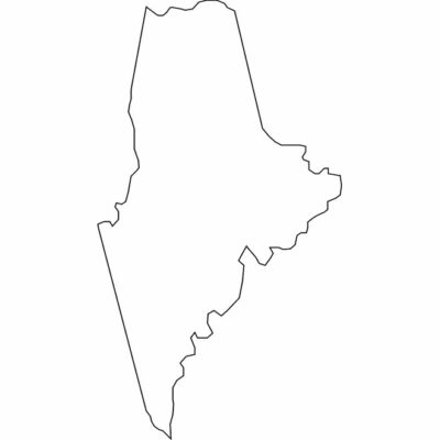 Maine state map outline, United States of America