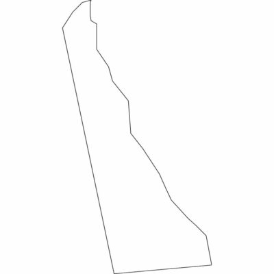 Delaware state map outline, United States of America