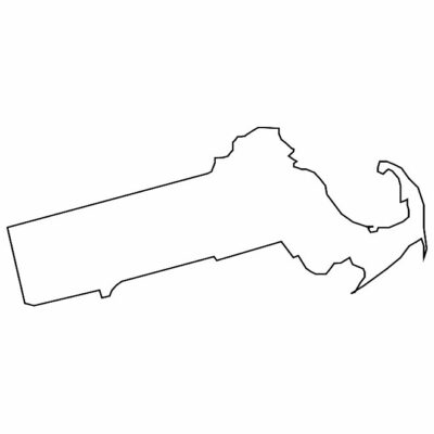 Massachusetts state map outline, United States of America