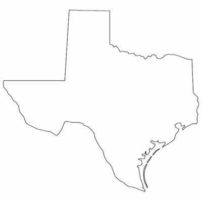 Texas state map outline, United States of America
