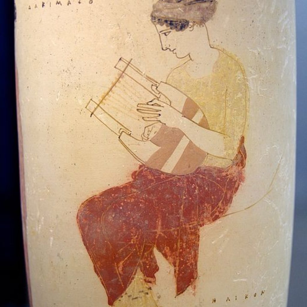 Painting of a woman playing a Lyre