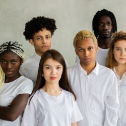 Group of diverse young people with different appearances