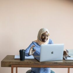 Woman smiling at zoom call