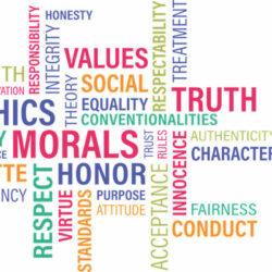 Word cloud showing honor and truth etc.