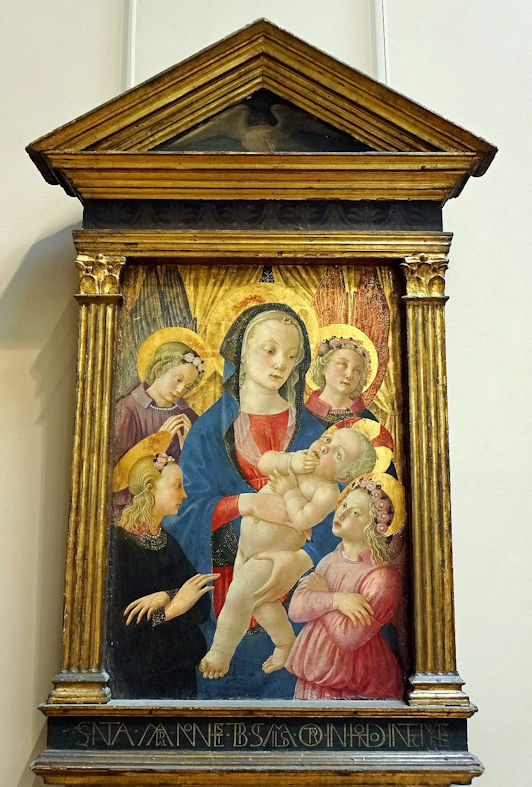 The Virgin and Child with Four Angels by Master of the Castello Nativity