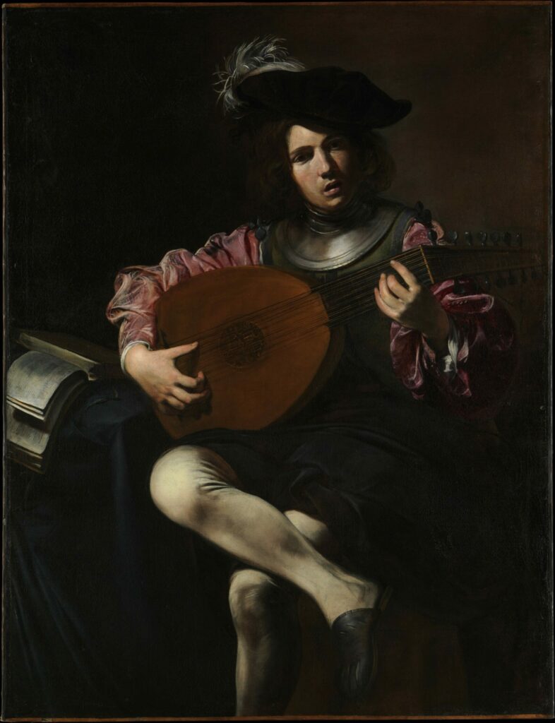 Valentin De Boulogne playing a Lute