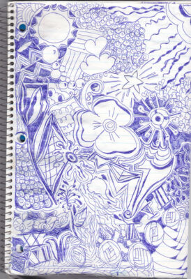 Pen doodle in a note book.