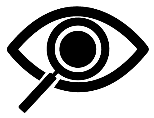 Eye and magnifying glass graphic